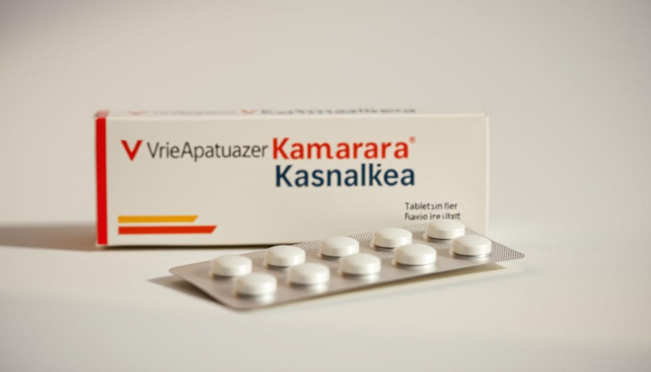 A high-quality close-up photograph of a blister pack of Vrije Apotheker Super Kamagra tablets, set against a clean, neutral-colored background. The packaging is well-lit, showcasing the product's branding and design elements in crisp detail. The tablets themselves are clearly visible, with a warm, natural lighting that highlights their shape and coloration. The overall composition conveys a sense of professionalism and medical authority, suitable for an educational article on the proper use of this medication.